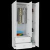 Tuhome Austral 3 Door Armoire with Drawers, Shelves, and Hanging Rod, White CLB4614